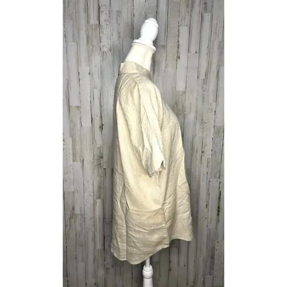 NWT Ben Sherman Men's Beige Linen Blend Short Sleeve Button-Down Shirt Medium - Picture 4 of 6